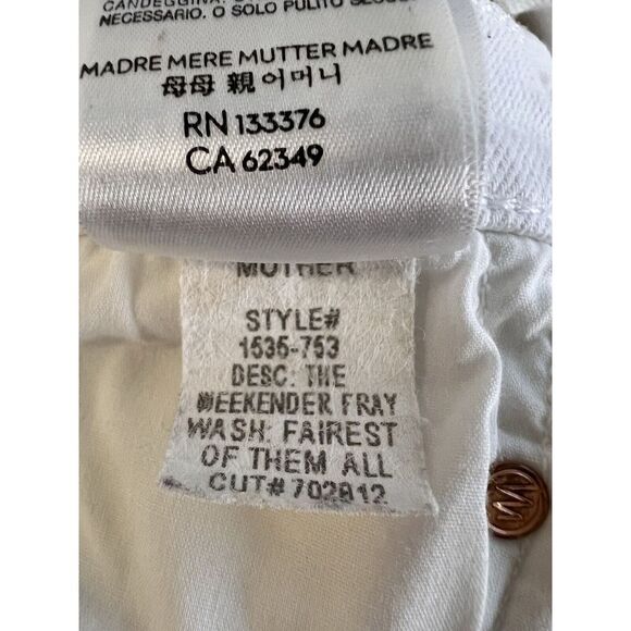 Mother Jeans The Weekender Fray Squeeze It White Stretch Denim Size 32 - Picture 9 of 14